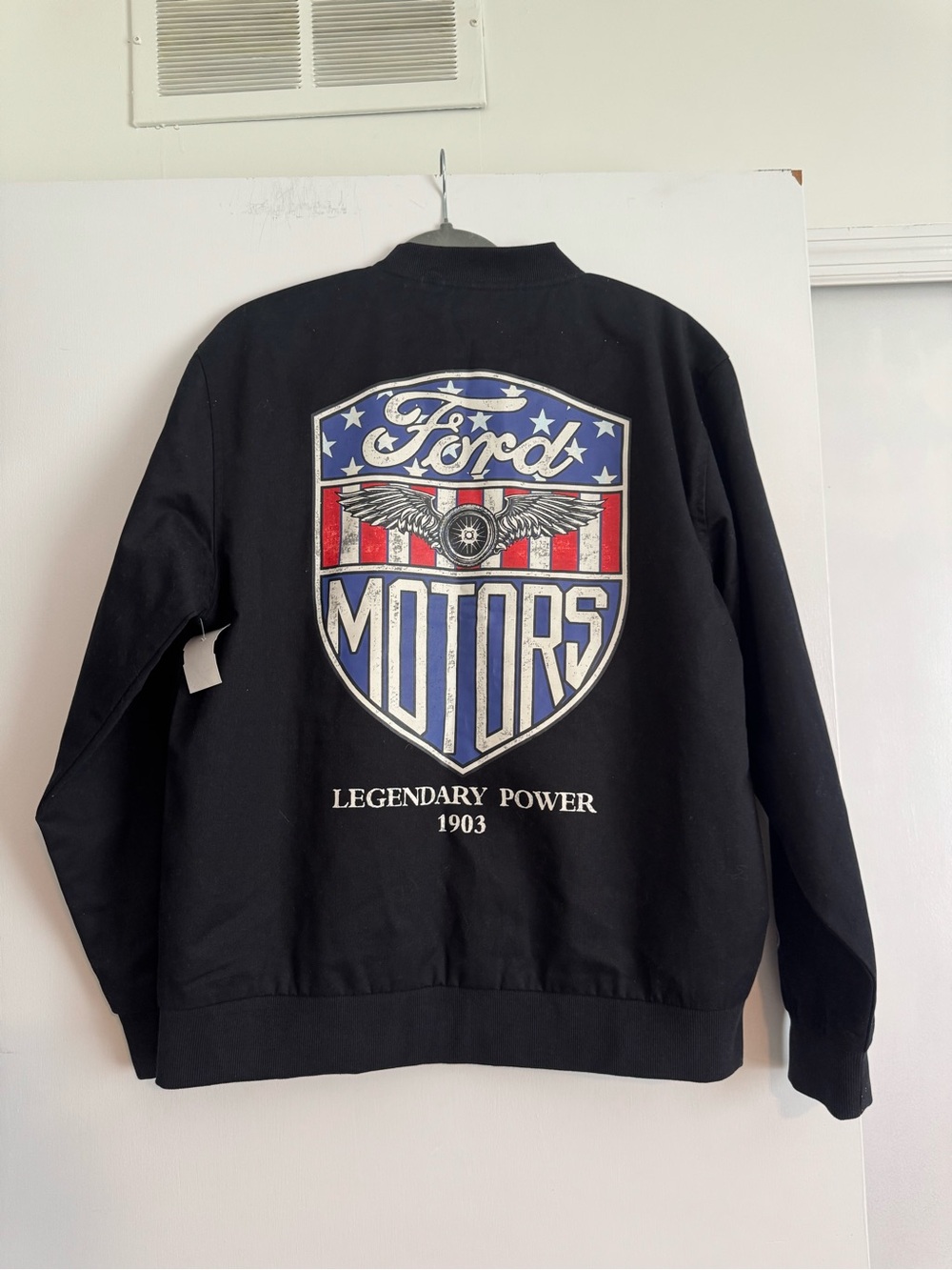 Ford Black, Blue & White Chevron Racing Bomber Jacket - Picture 5 of 7